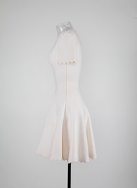 Robe courte à manches courtes Venus d'hiver en laine - Blanc Nacre