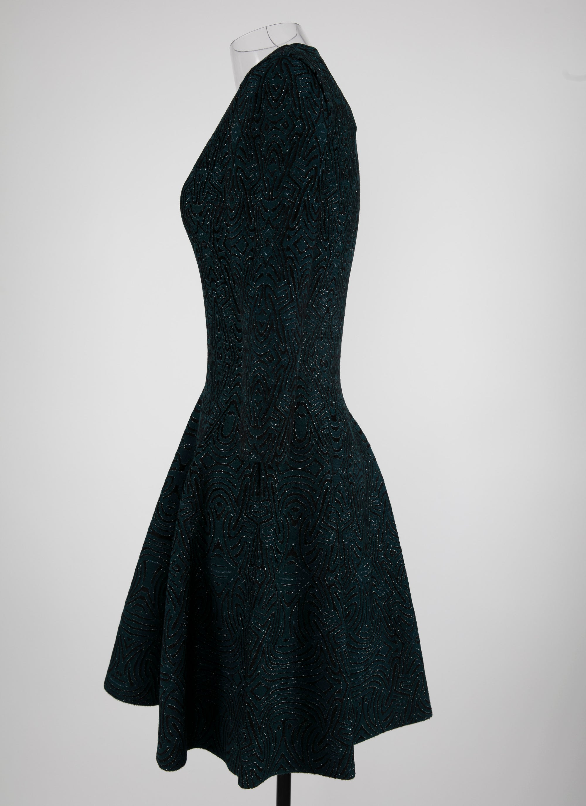 Robe à manches 3/4 Apolima en maille - Vert & Noir