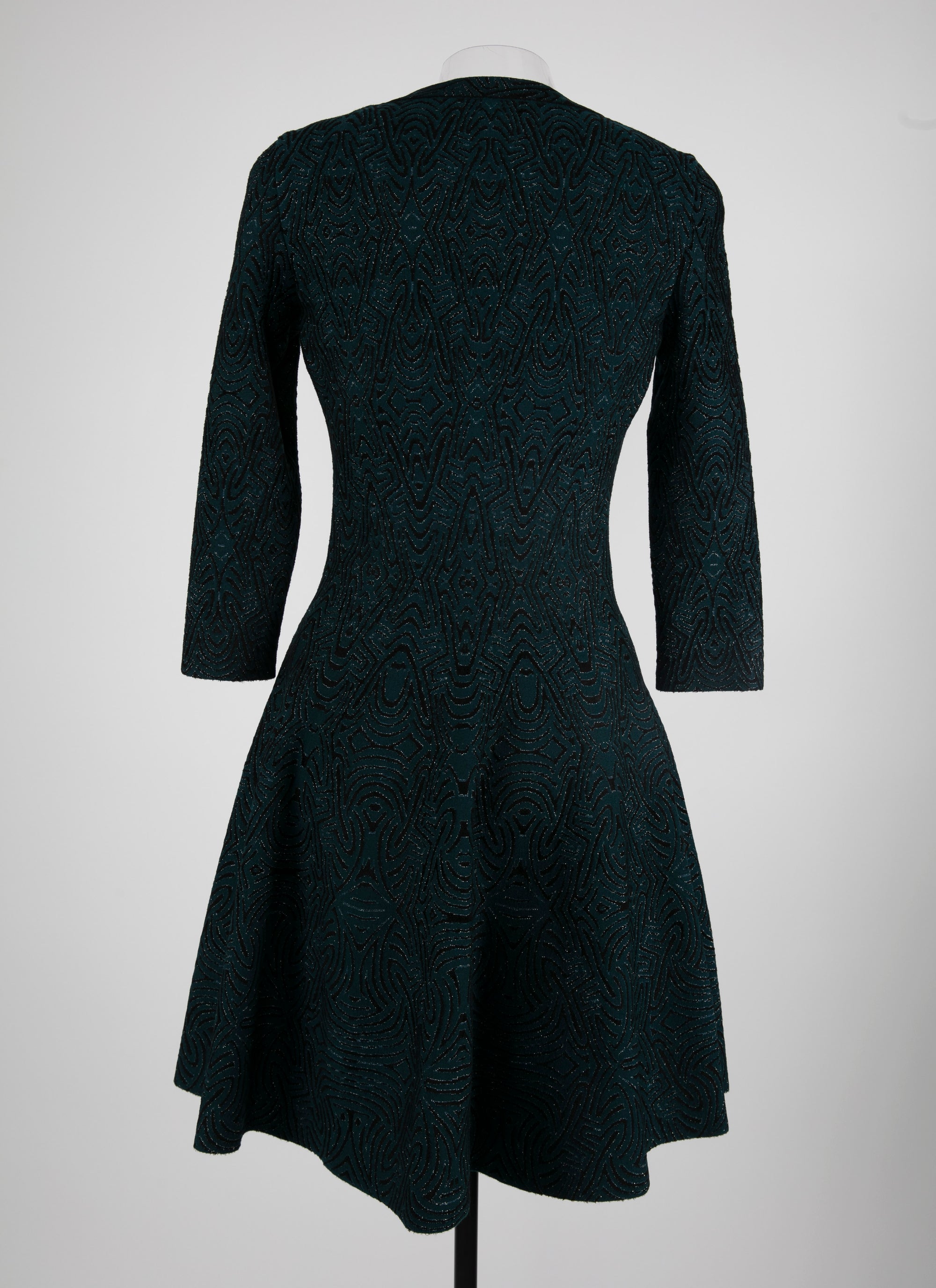 Robe à manches 3/4 Apolima en maille - Vert & Noir