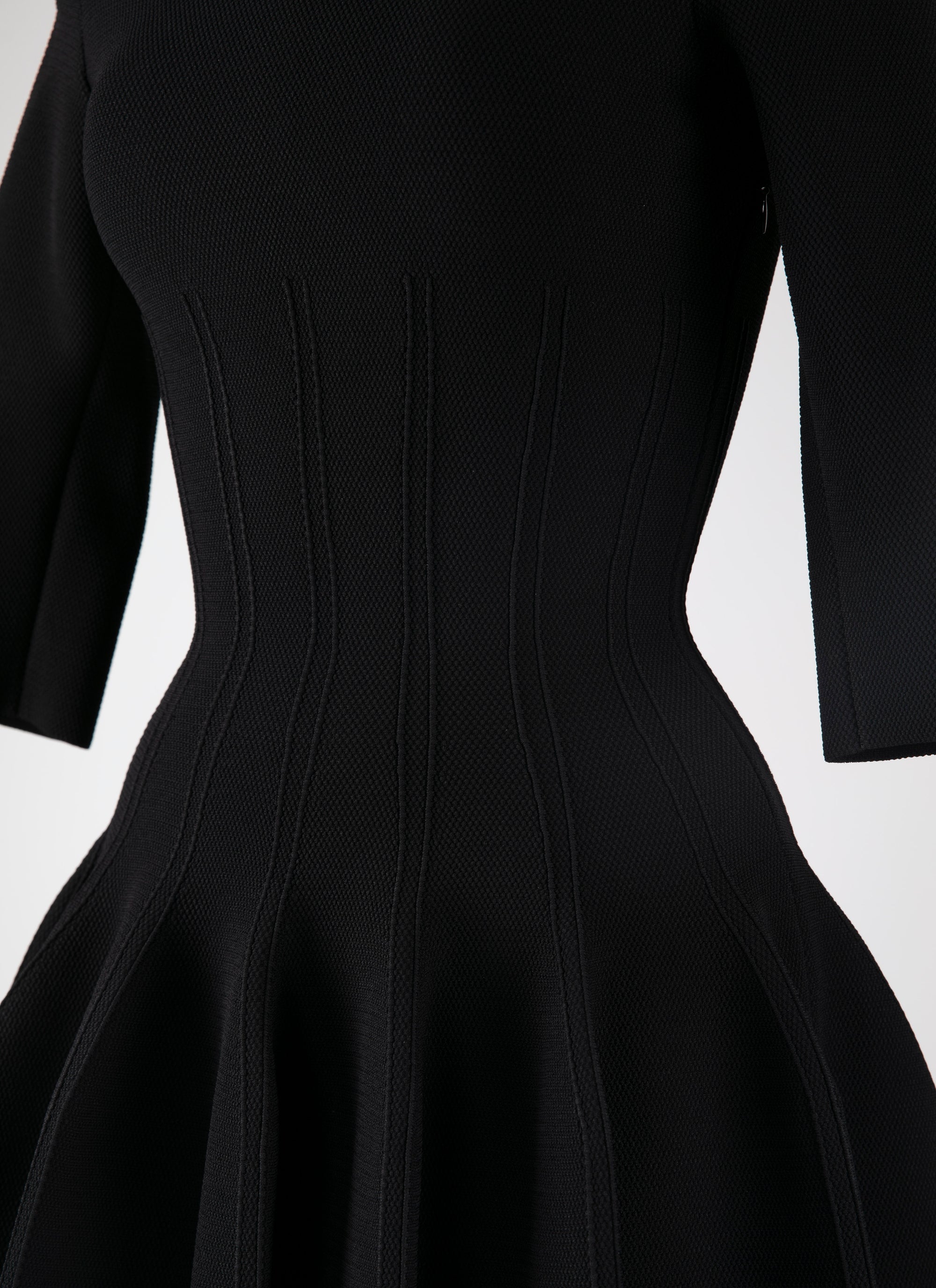 Robe courte à manches longues Maille piquée - Noir