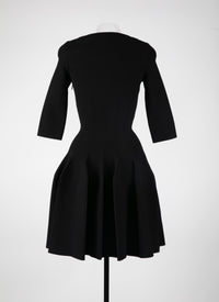Robe courte à manches longues Maille piquée - Noir