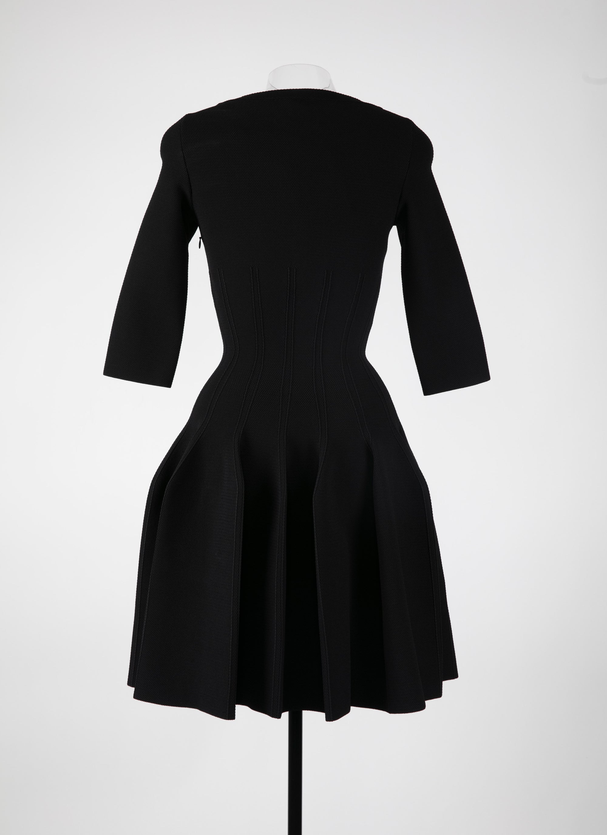 Robe courte à manches longues Maille piquée - Noir