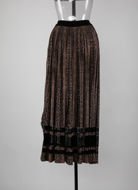 Long skirt with lynx motif - Flesh & Black