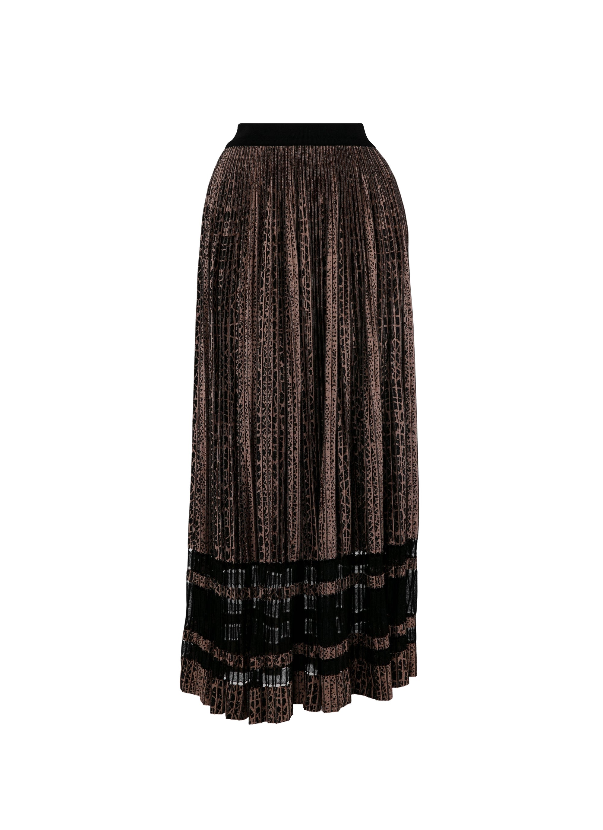 Long skirt with lynx motif - Flesh & Black