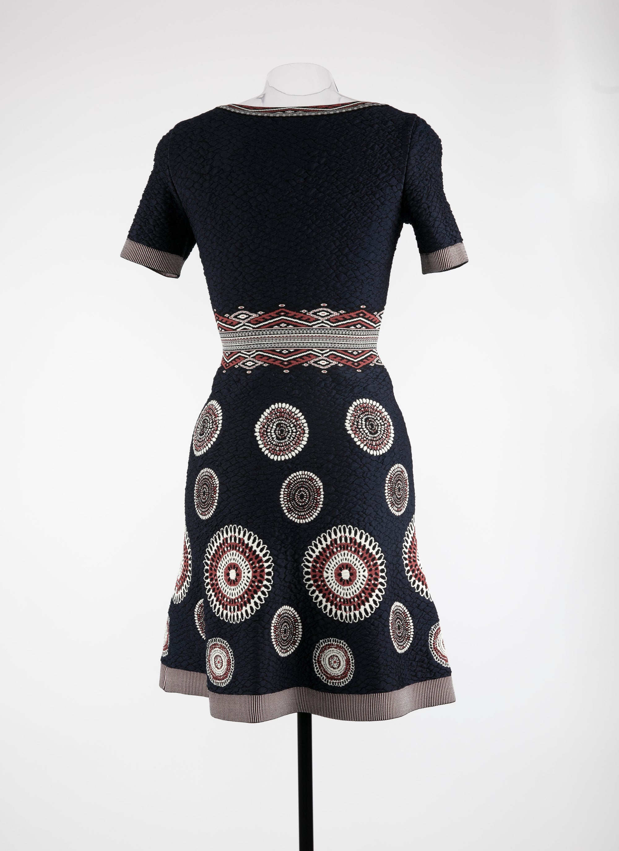 Robe évasée à motif rond en maille - Nuit & Bordeaux