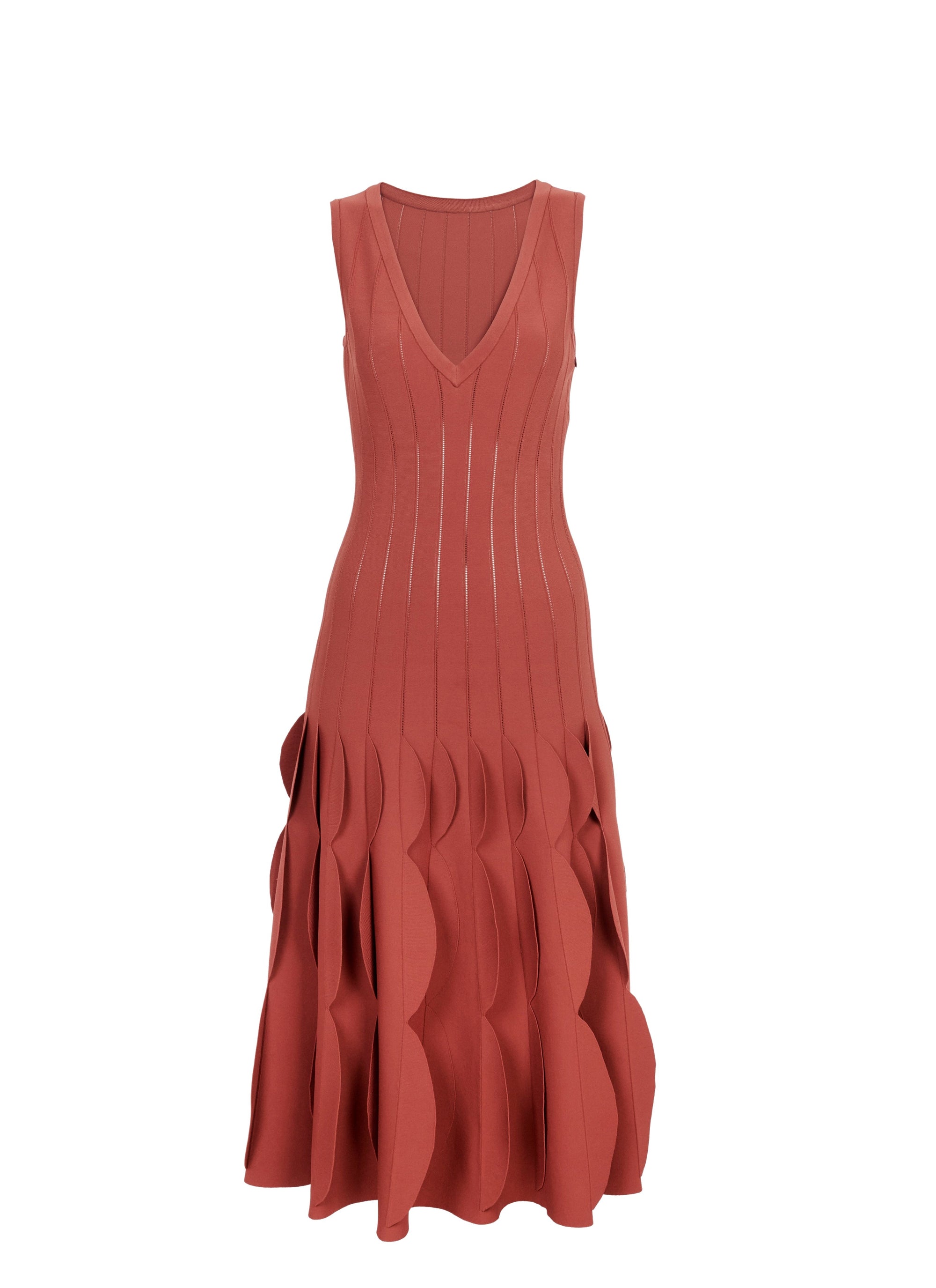 Flared and textured knitted maxi dress - Garnet