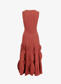Flared and textured knitted maxi dress - Garnet