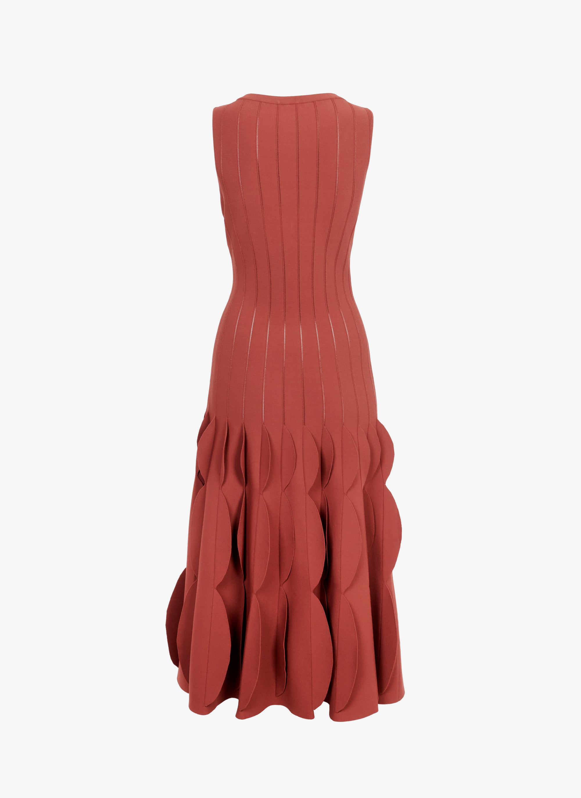 Flared and textured knitted maxi dress - Garnet