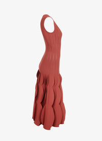 Flared and textured knitted maxi dress - Garnet