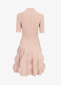 Scalloped knitted polo dress - Flesh