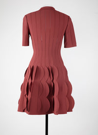 Robe polo festonnée en maille - Grenat