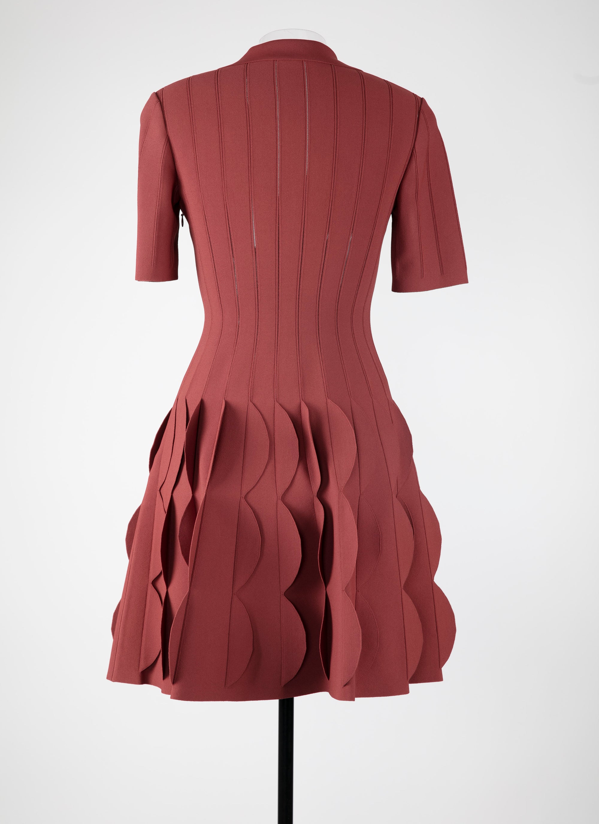 Robe polo festonnée en maille - Grenat