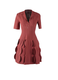 Robe polo festonnée en maille - Grenat