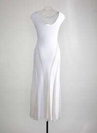 Robe longue à col bateau en maille - Blanc