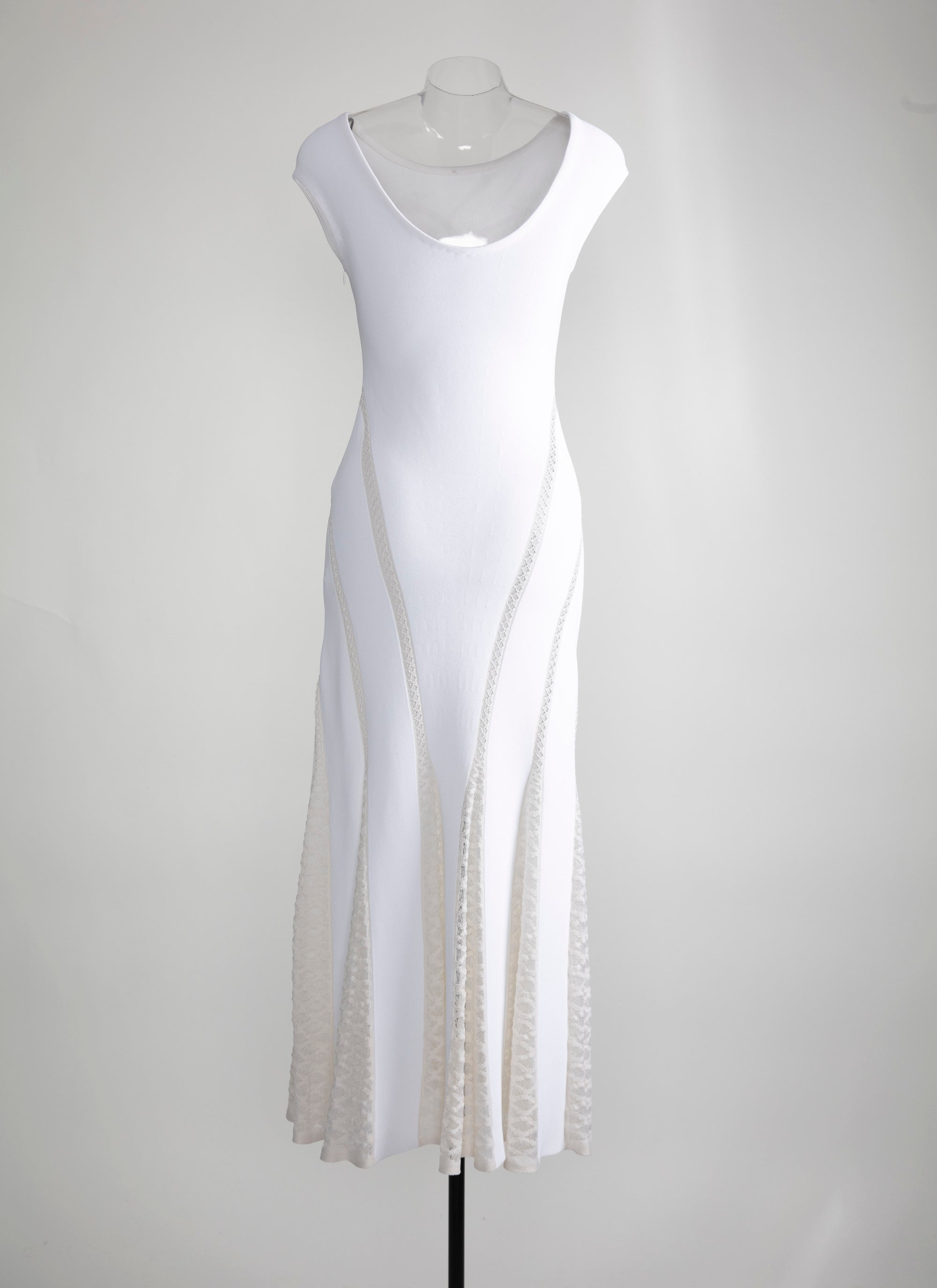Robe longue à col bateau en maille - Blanc