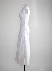 Robe longue à col bateau en maille - Blanc