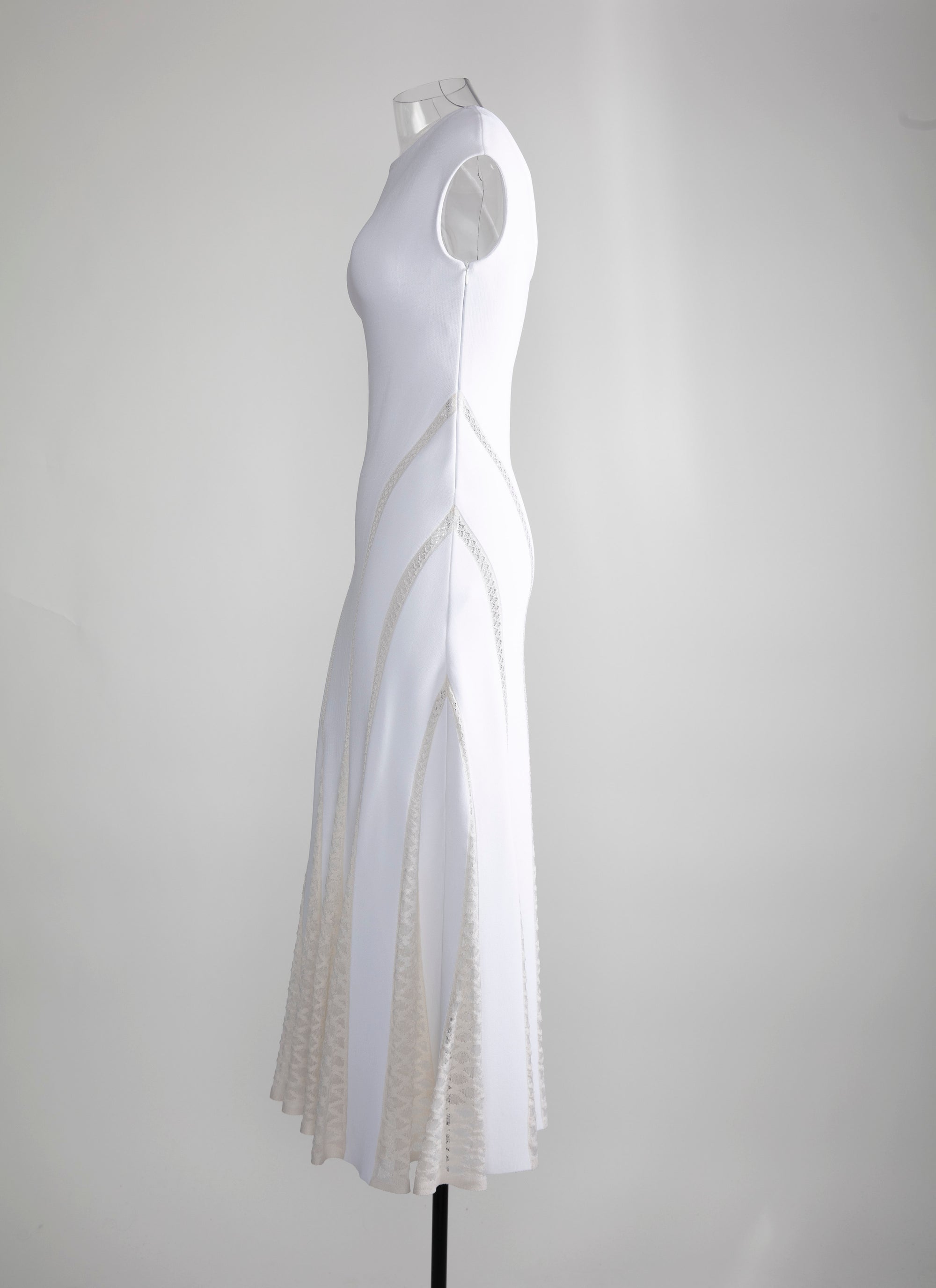 Robe longue à col bateau en maille - Blanc