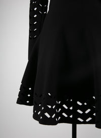 Long sleeve wool mini dress - Black