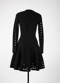 Long sleeve wool mini dress - Black