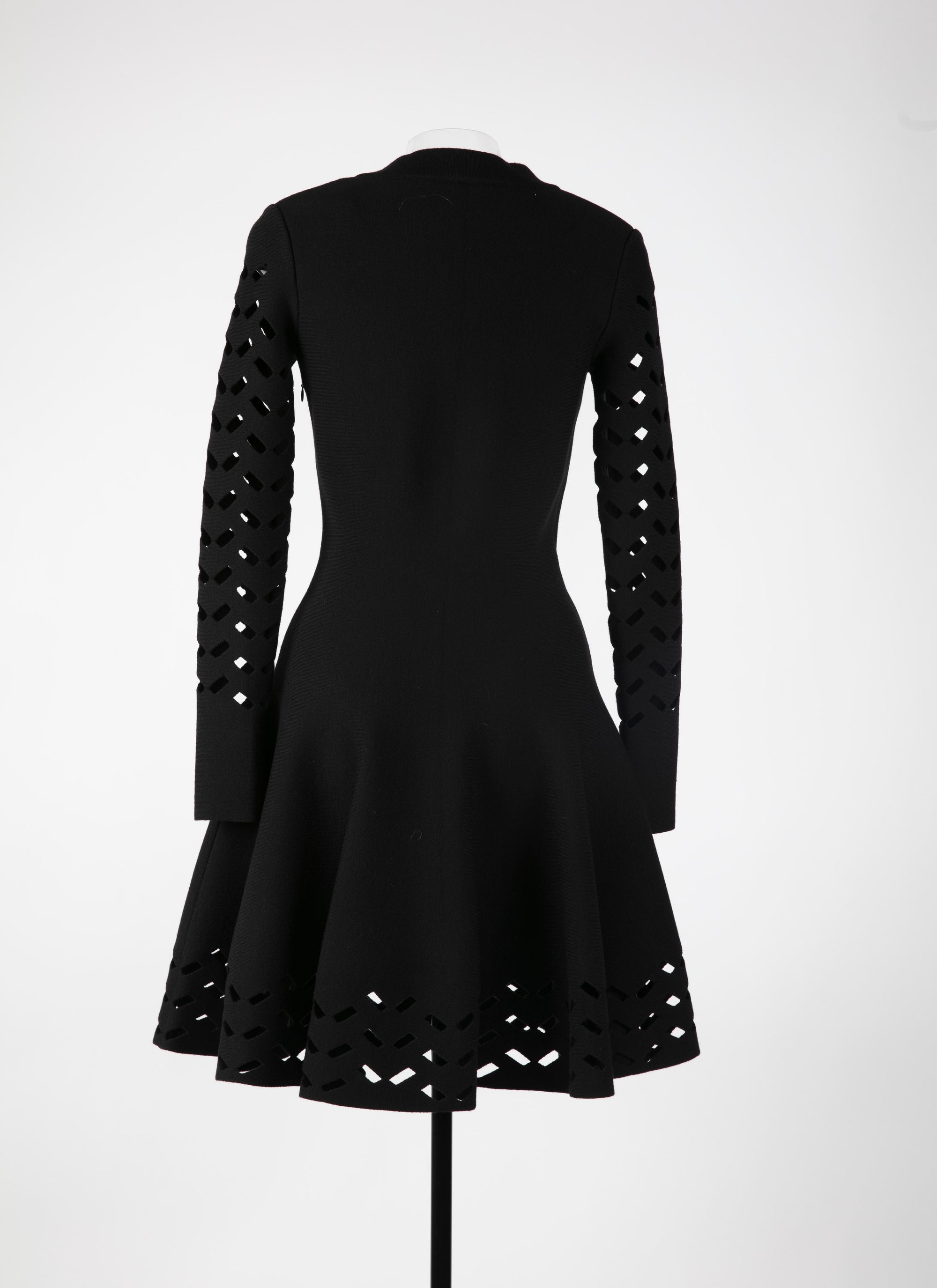 Long sleeve wool mini dress - Black