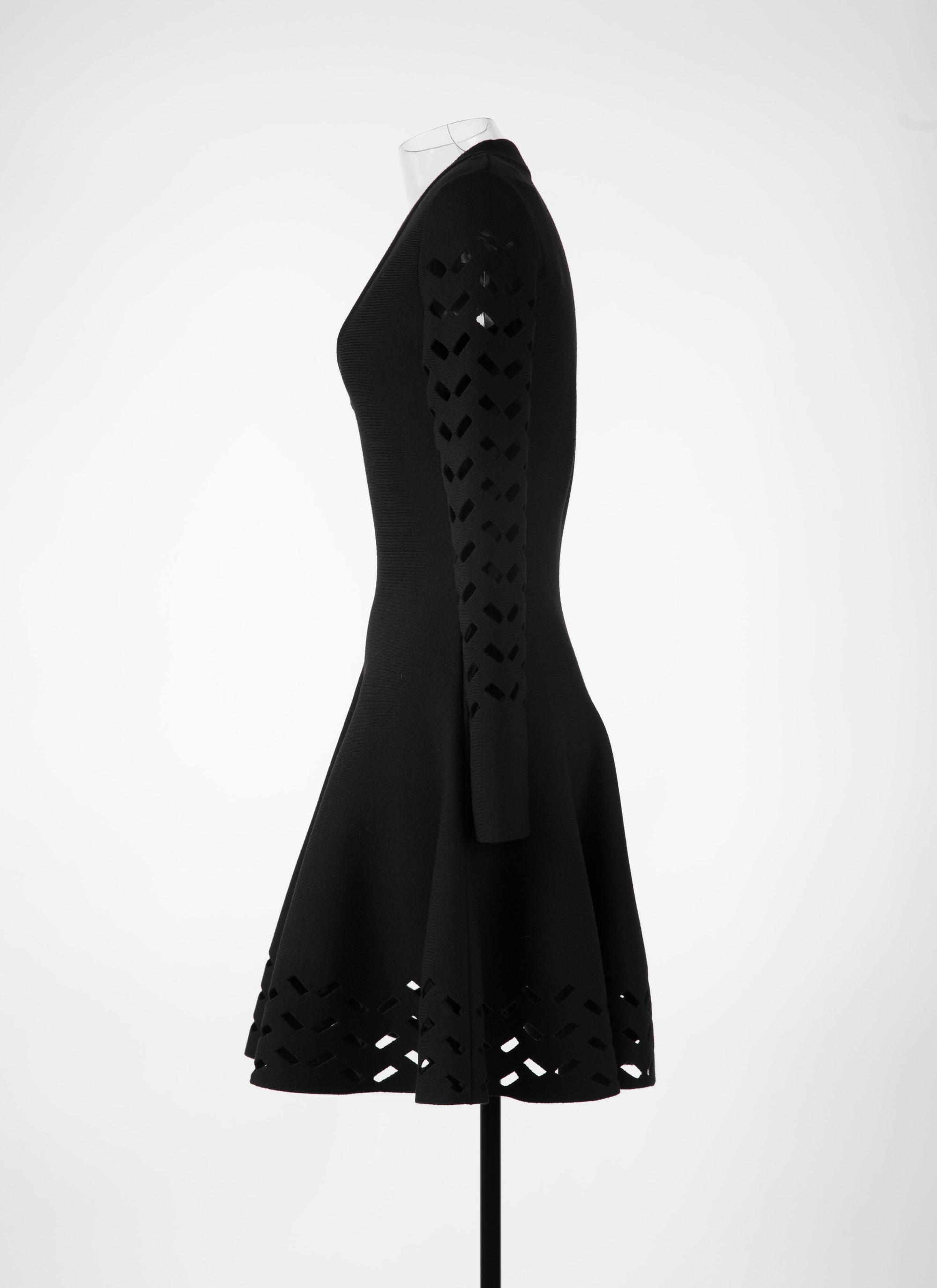Long sleeve wool mini dress - Black