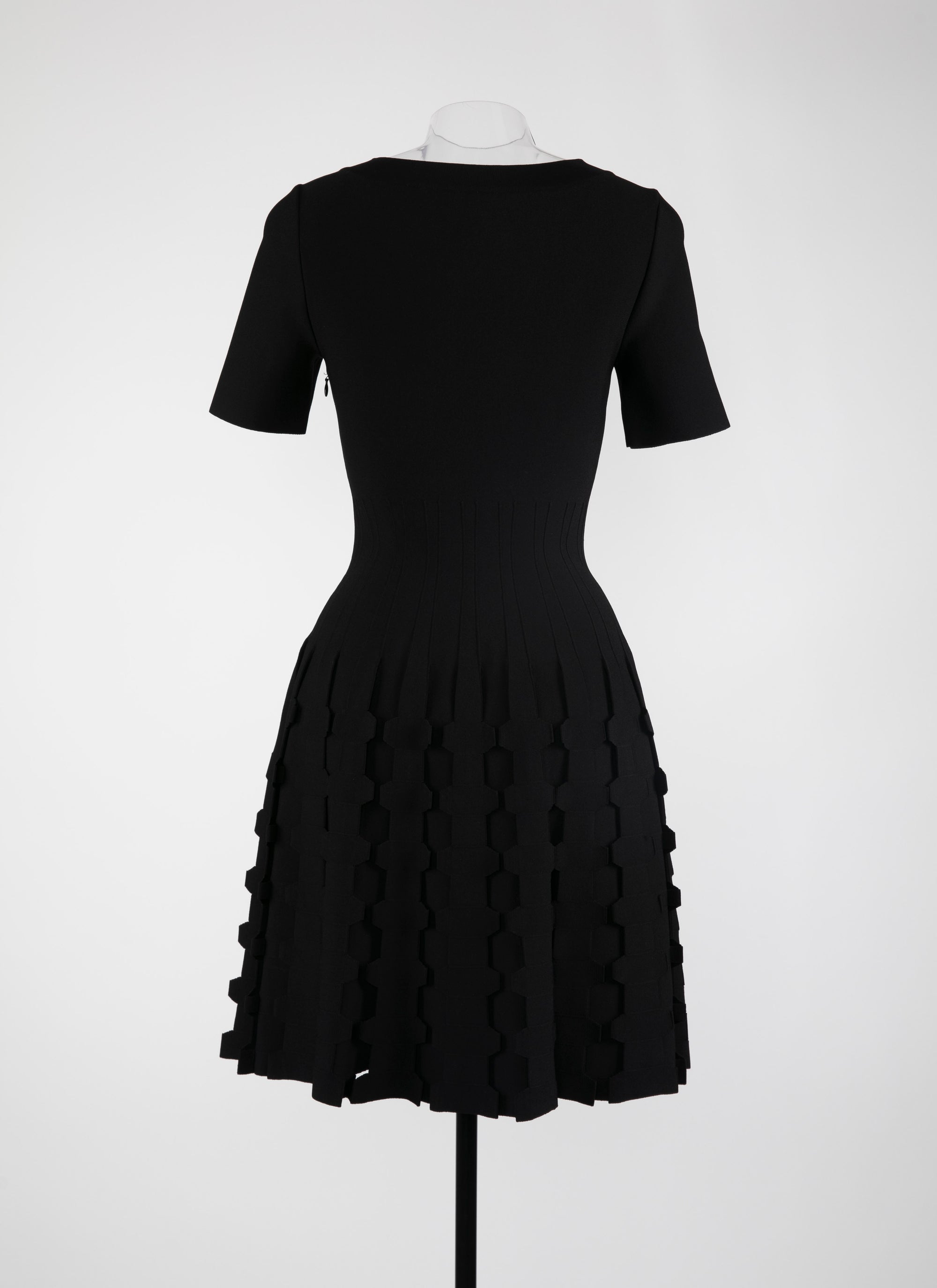 Mini robe à manches courtes en maille - Noir