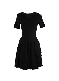 Mini robe à manches courtes en maille - Noir