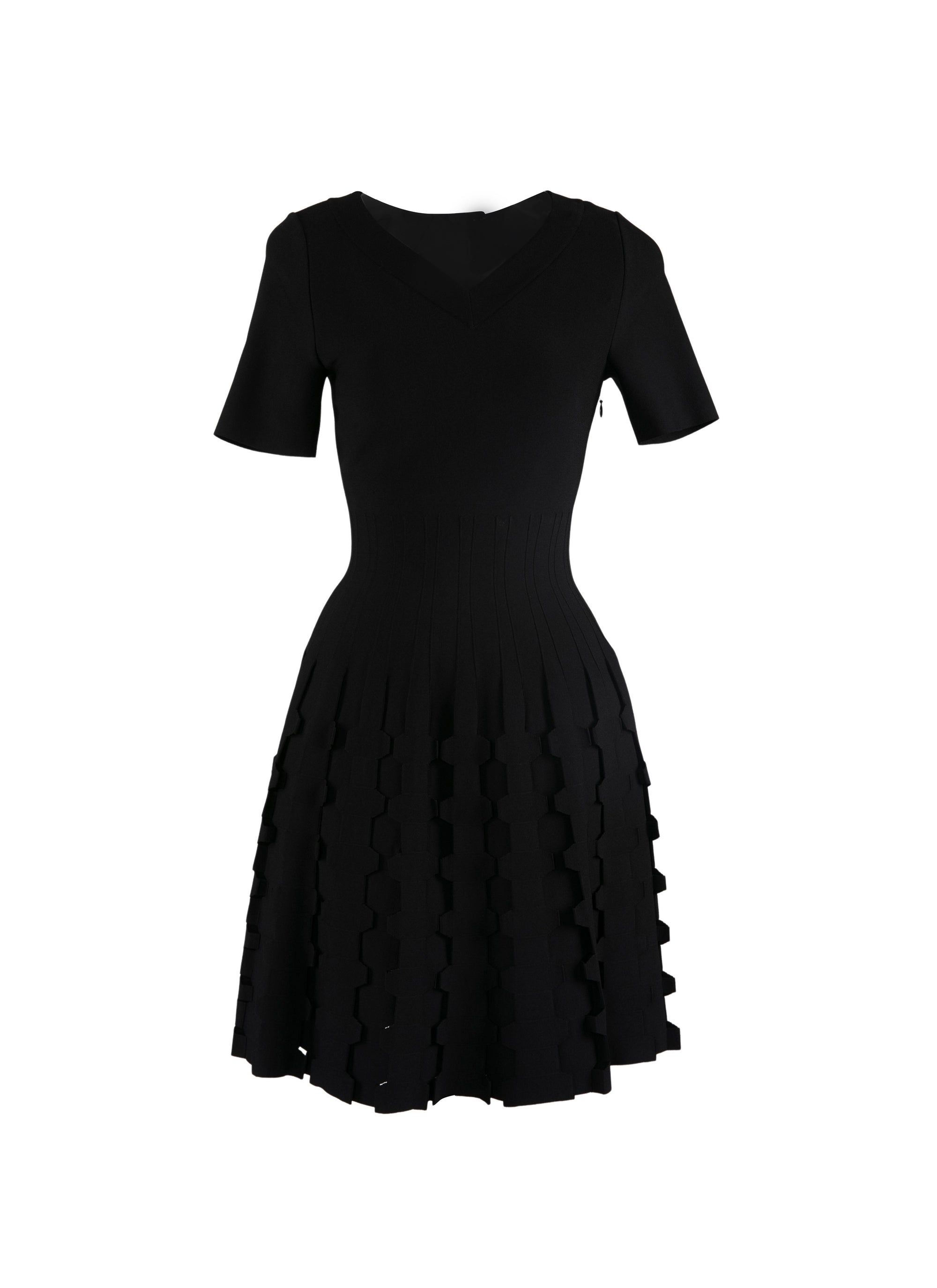 Mini robe à manches courtes en maille - Noir