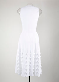 Sleeveless mesh midi dress - White