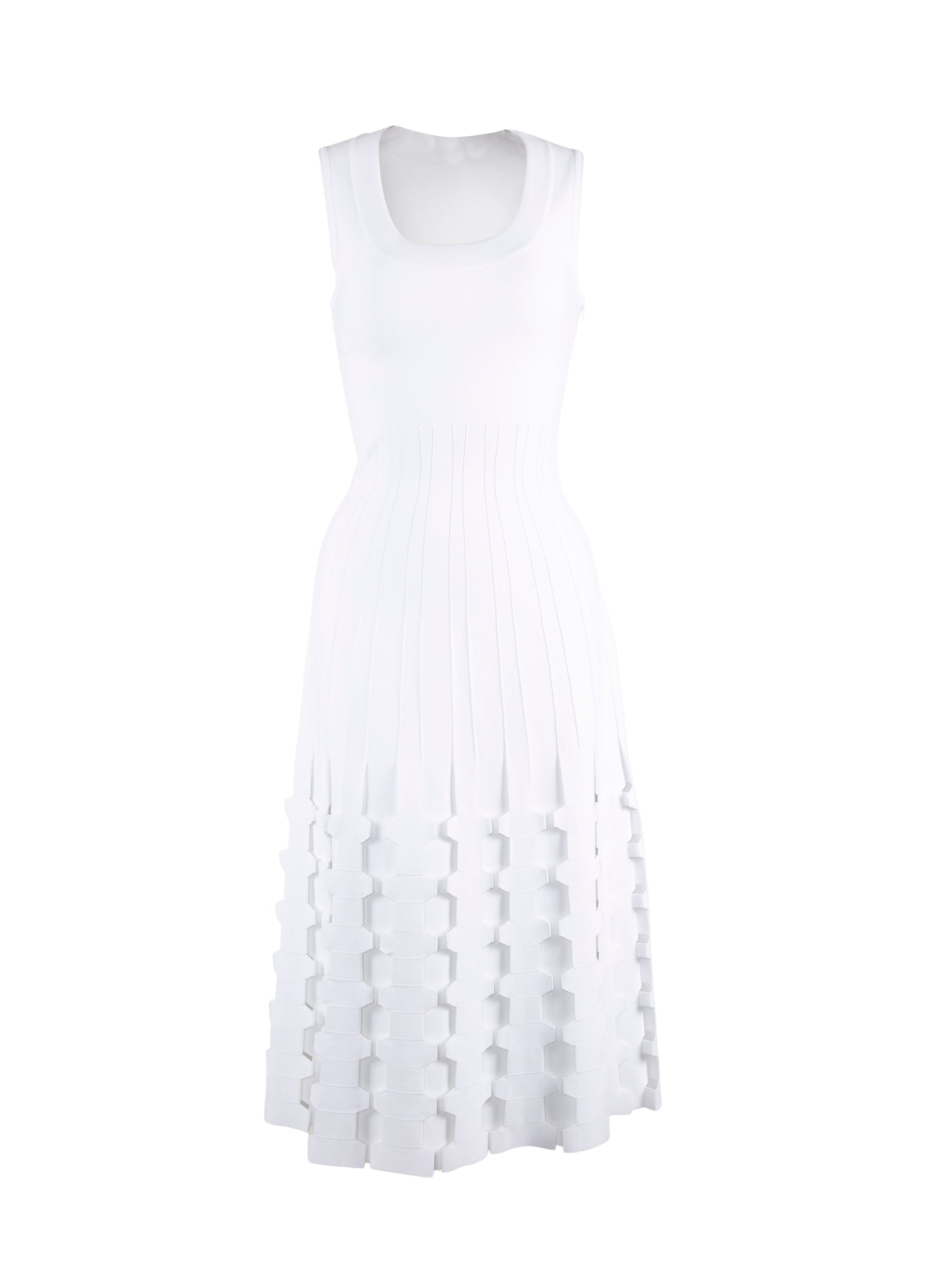 Sleeveless mesh midi dress - White