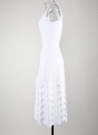 Sleeveless mesh midi dress - White