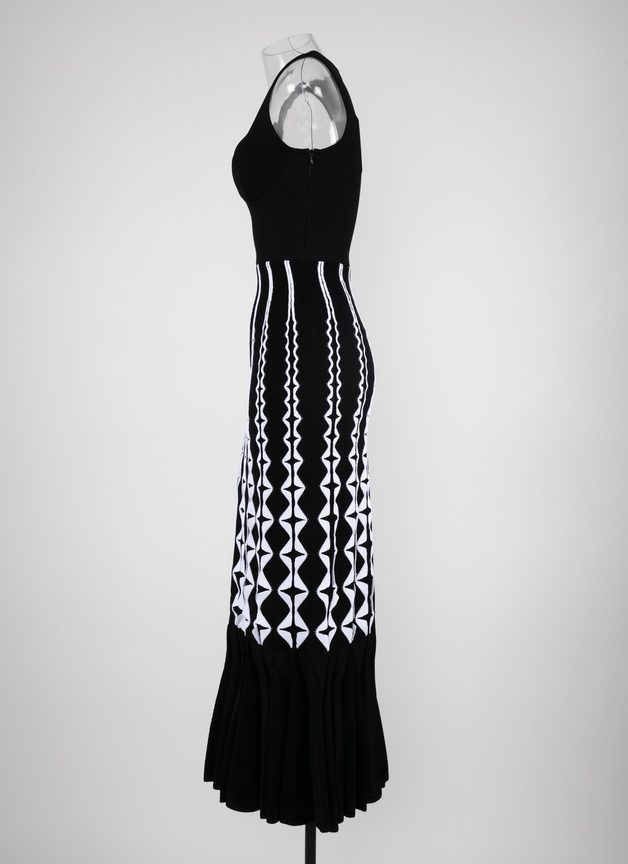 Robe longue bustier en maille - Noir & Blanc