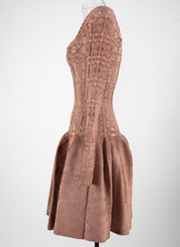 Long-sleeved knitted dress - Rosewood & Nude