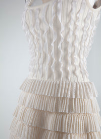 Robe de soirée longue à mini-frous en soie - Ivoire