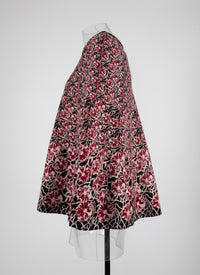 Tunique évasée en jacquard de laine - Rouge & Nude