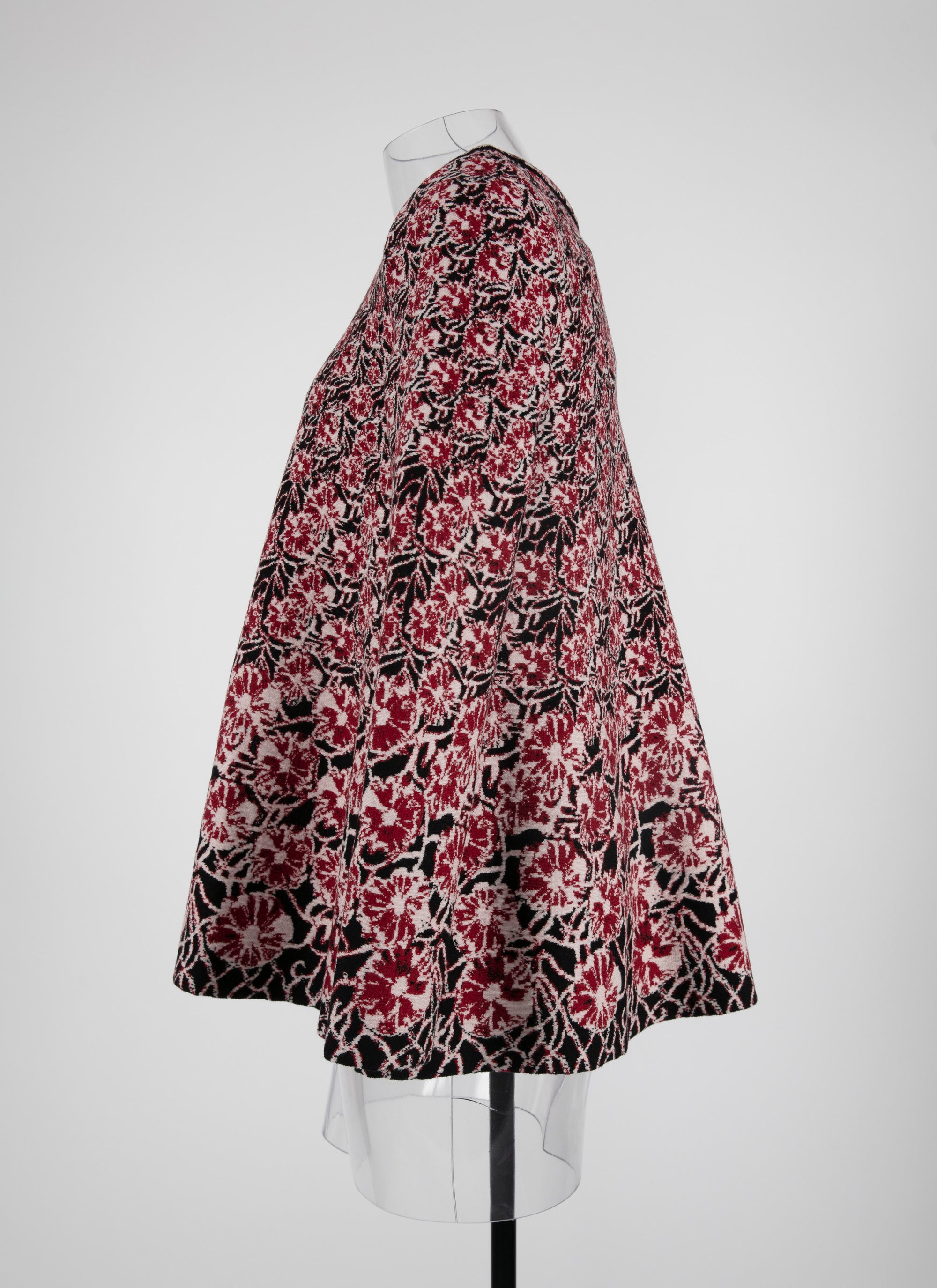 Tunique évasée en jacquard de laine - Rouge & Nude