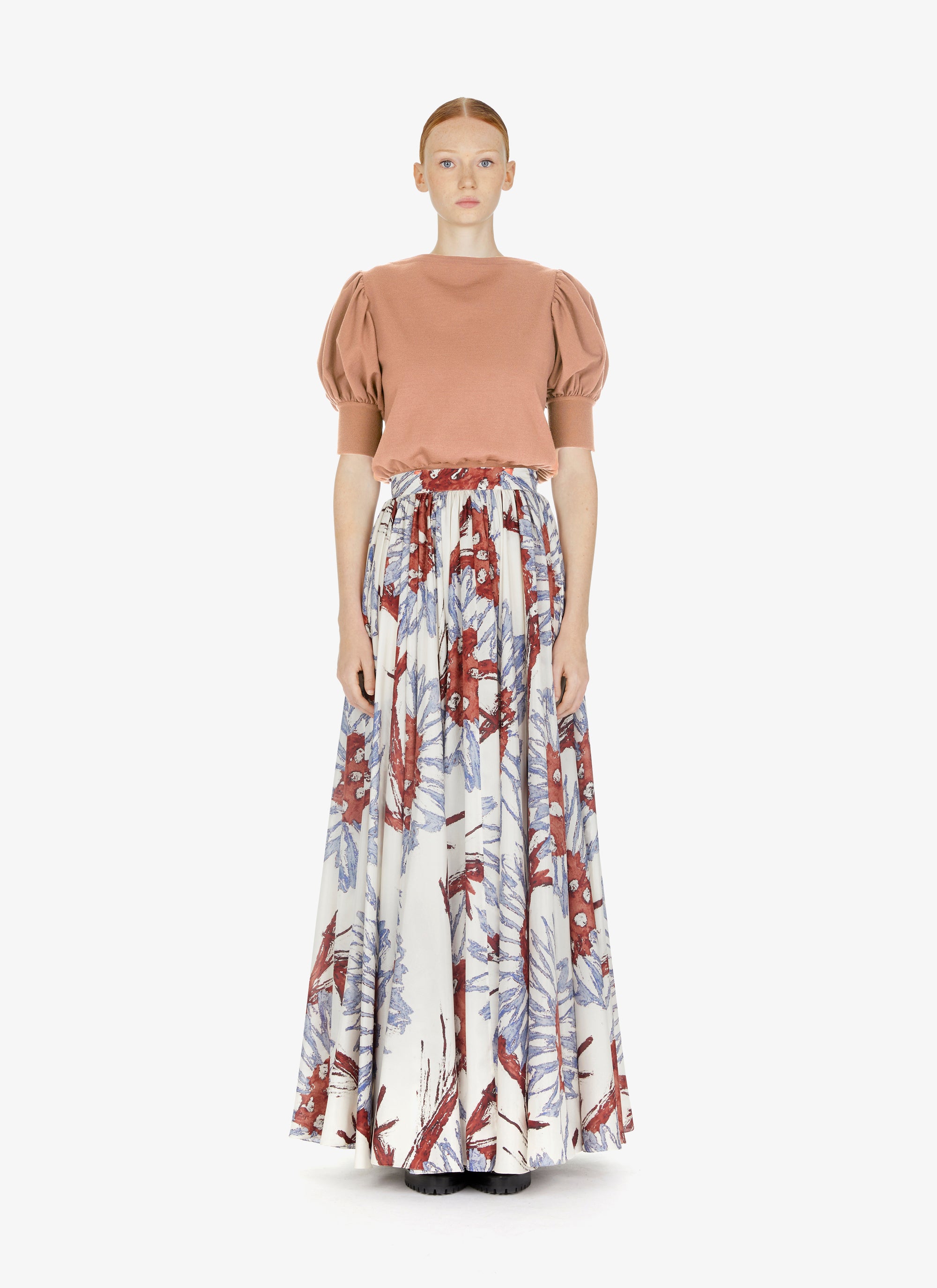 Pull manches courtes en laine en laine - Poudre