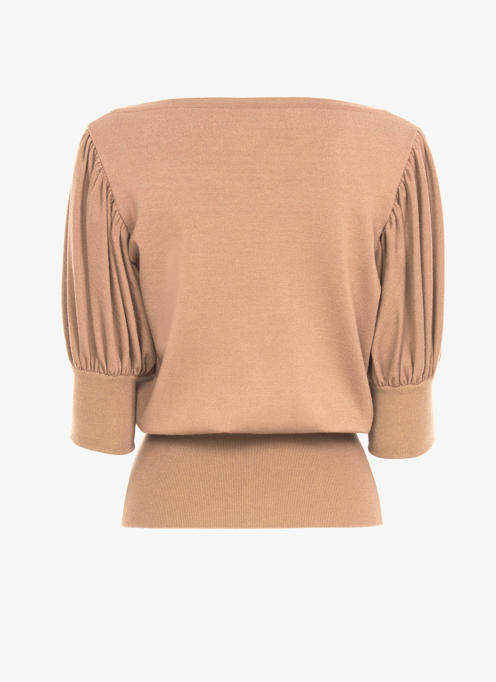 Pull manches courtes en laine en laine - Poudre