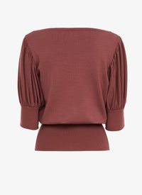 Pull manches courtes en laine en laine - Chataigne