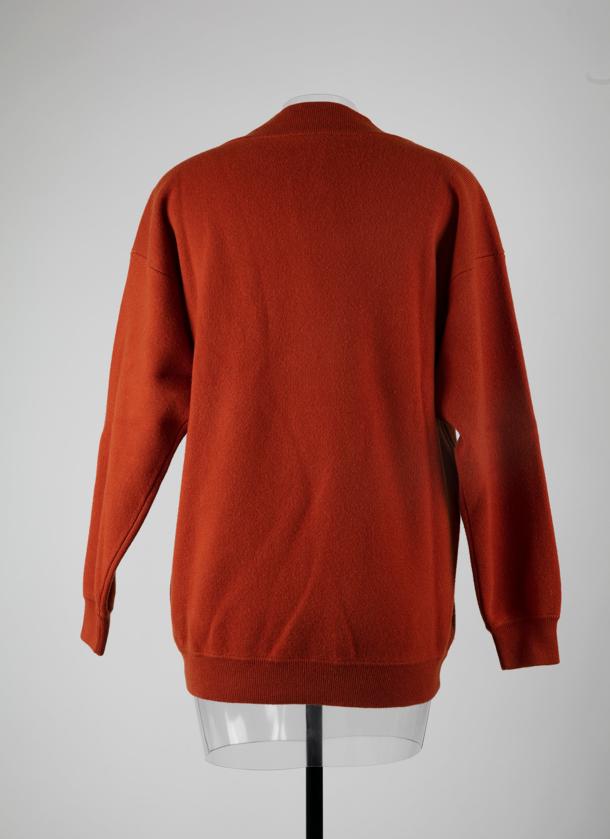 Short jumper in felted cashmere - Orange Red