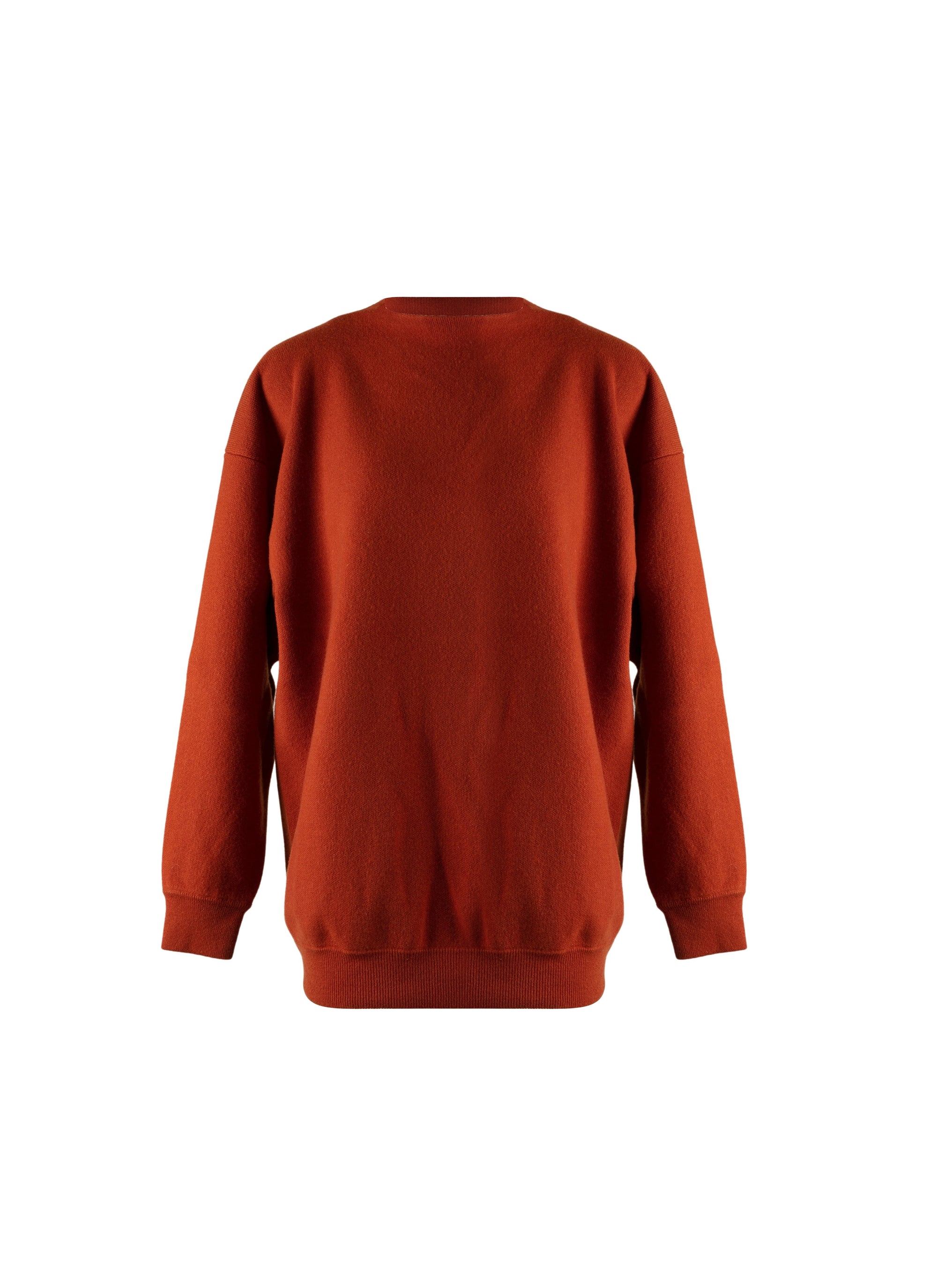Short jumper in felted cashmere - Orange Red