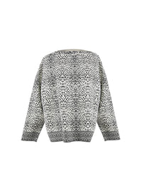 Pull à imprimé lynx en maille - Blanc & Noir