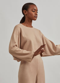 Pull large en maille en cachemire et soie - Sable