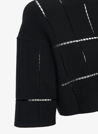 Knit and raffia jumper - Black