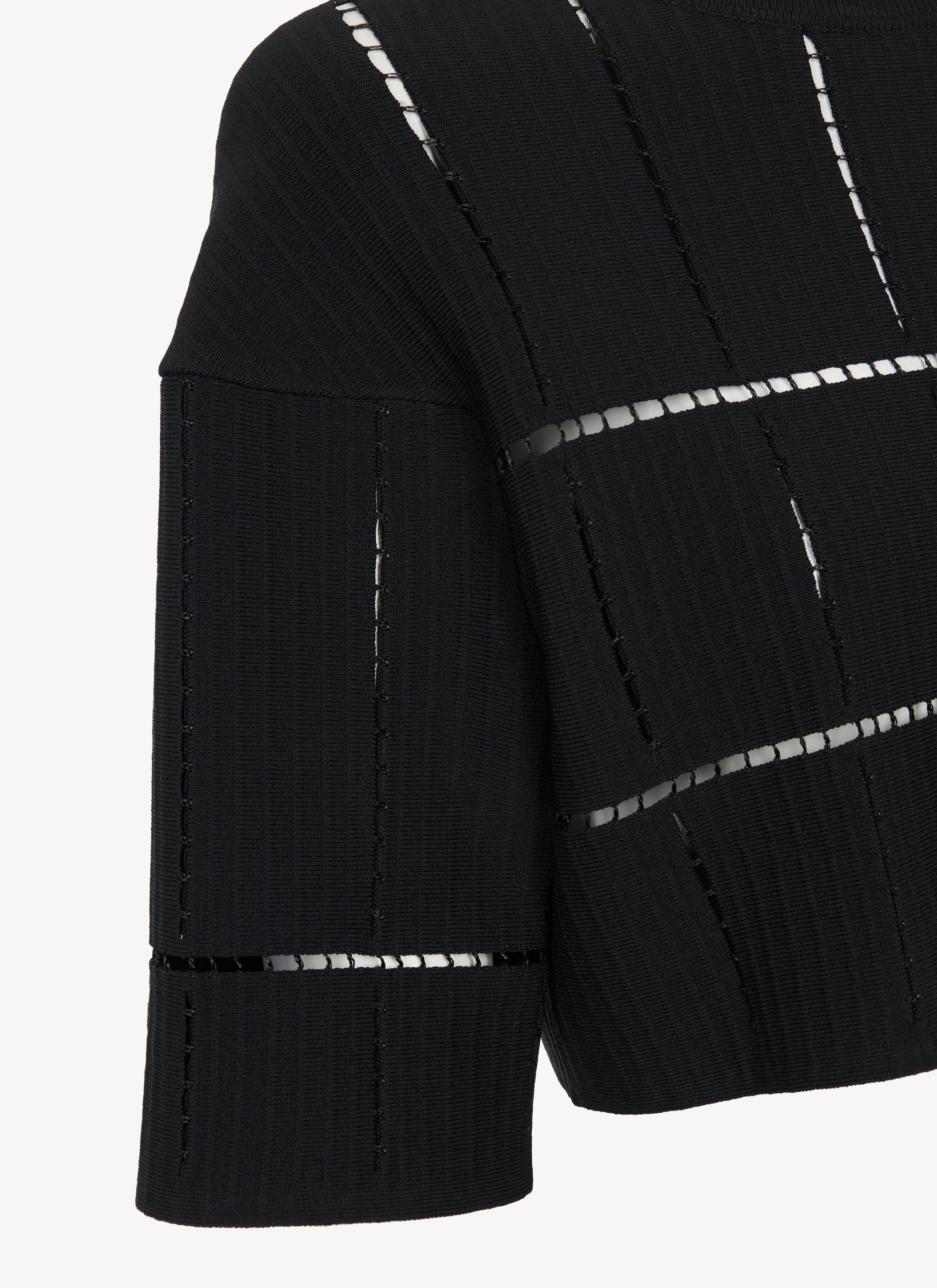 Knit and raffia jumper - Black