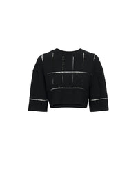 Knit and raffia jumper - Black