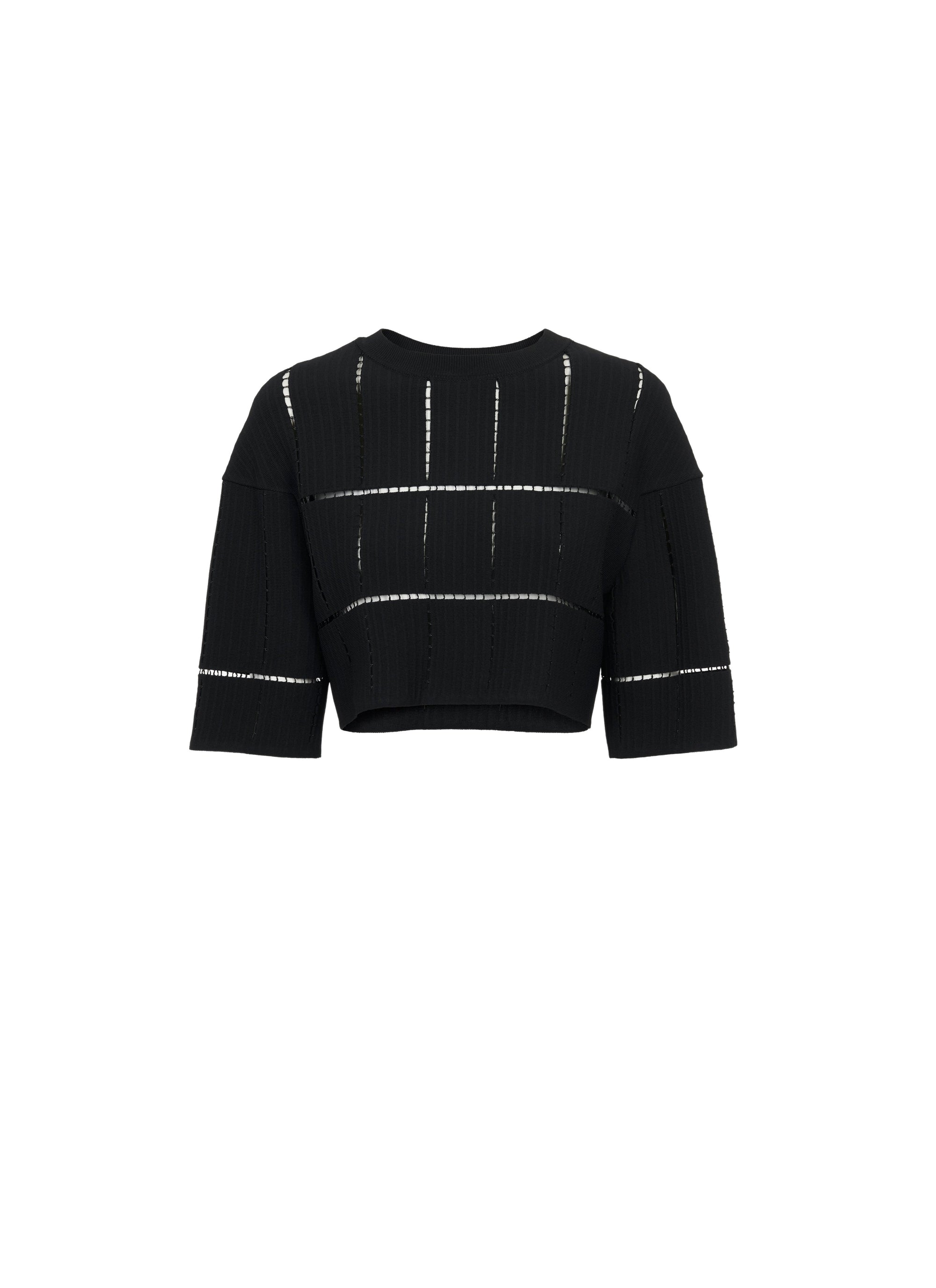 Knit and raffia jumper - Black