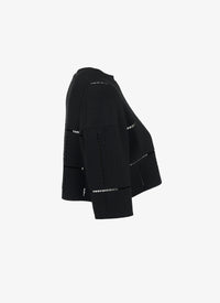 Knit and raffia jumper - Black