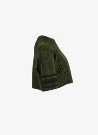 Pull court en maille jacquard animalier - Noir & Vert