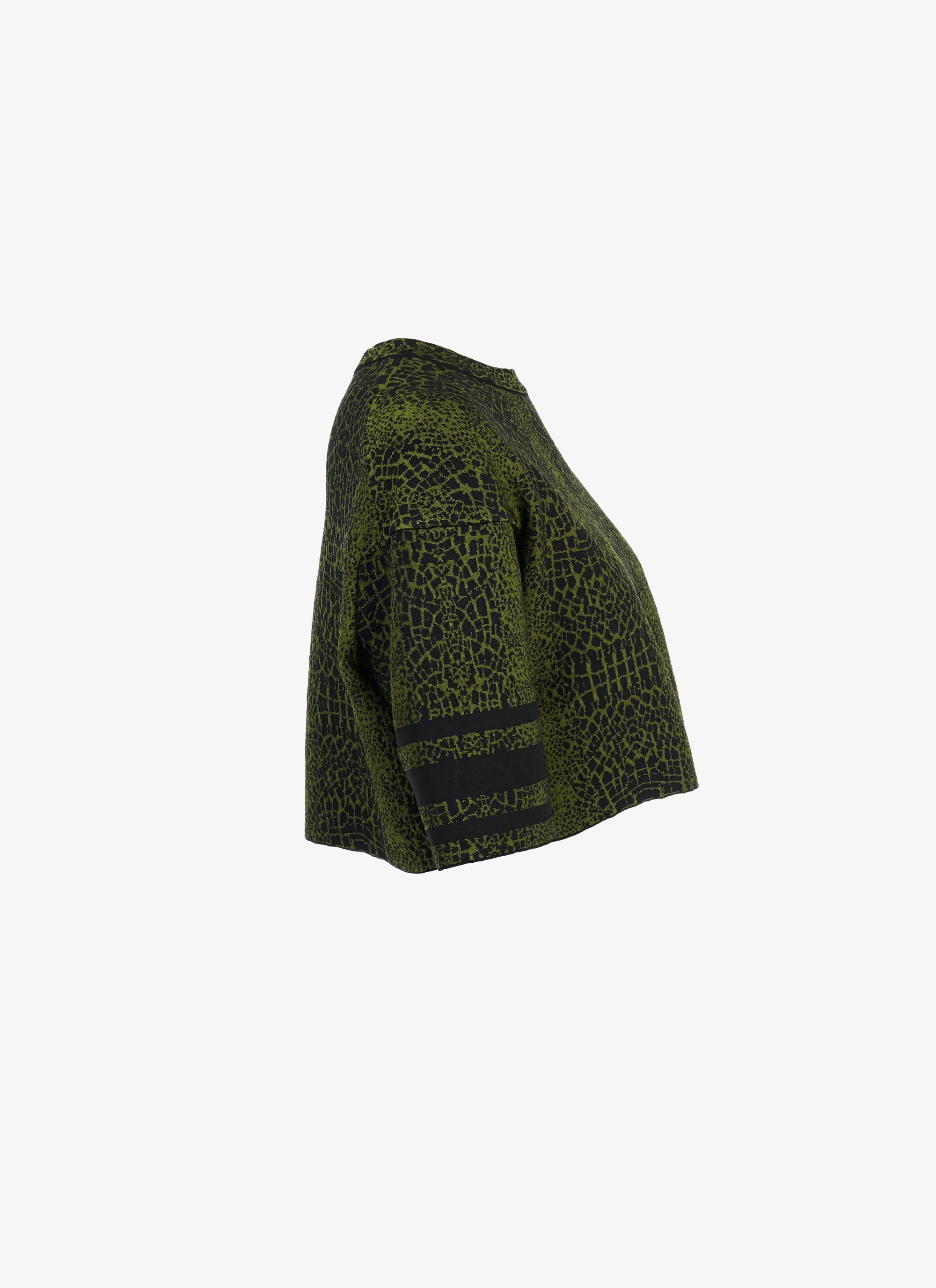 Pull court en maille jacquard animalier - Noir & Vert